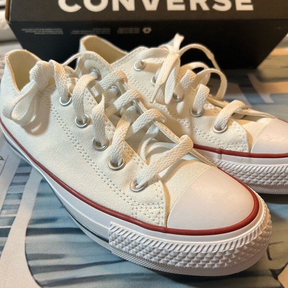 Converse White Sneakers with Red Trim - Picture 2 of 4
